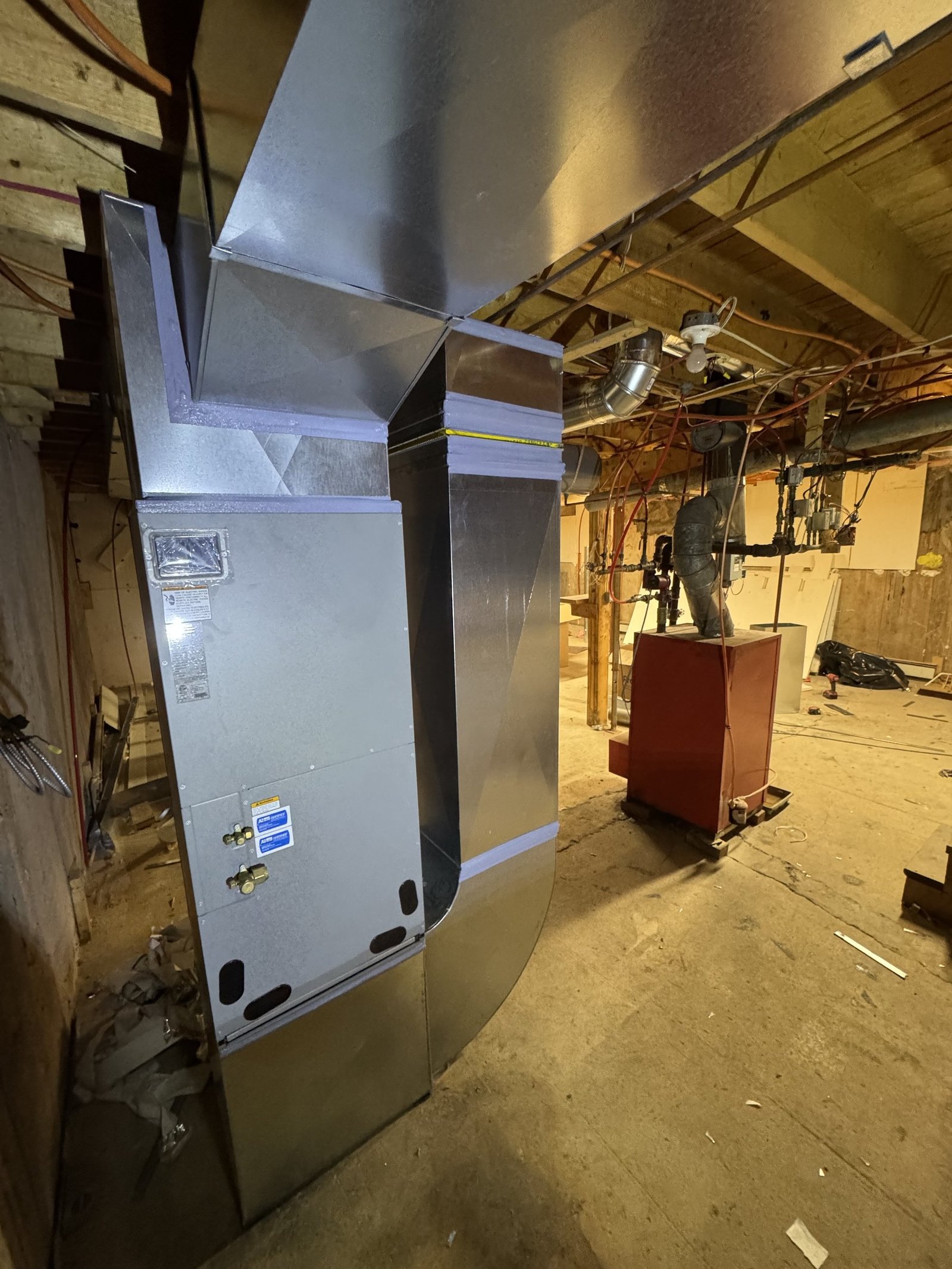 Air handler and ventilation rough-in in mechanical room